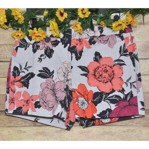 Ann Taylor Devin City Shorts Size 8 Colorful Floral Casual Summer Cotton Stretch